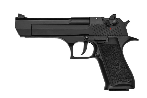 Siyah silah tabanca üzerinde beyaz izole — Stok fotoğraf