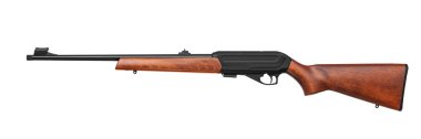 Küçük delikli tüfek 22 lr ahşap popo beyaz sırt izole