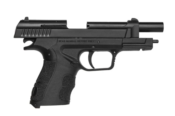 Pistola de arma preta isolada no branco — Fotografia de Stock