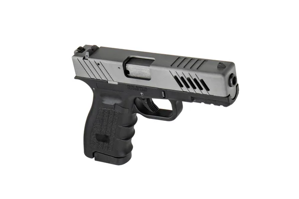 Moderno isolato pistola nero-grigio su sfondo bianco . — Foto Stock