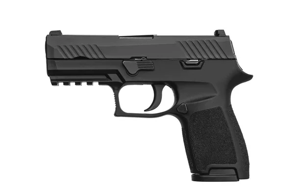 Черный пистолет, изолированный на белом — стоковое фото