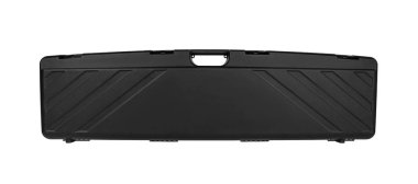 Beyaz arka üzerinde izole silah için siyah plastik durumda