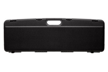 Beyaz arka üzerinde izole silah için siyah plastik durumda