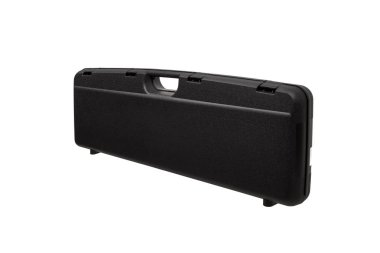 Beyaz arka üzerinde izole silah için siyah plastik durumda