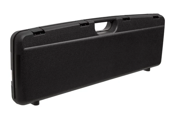 Caja de plástico negro para pistola aislada en la espalda blanca —  Fotos de Stock