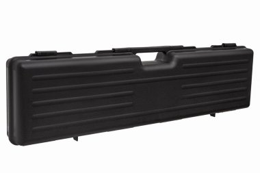 Beyaz arka üzerinde izole silah için siyah plastik durumda