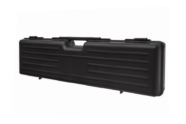 Beyaz arka üzerinde izole silah için siyah plastik durumda