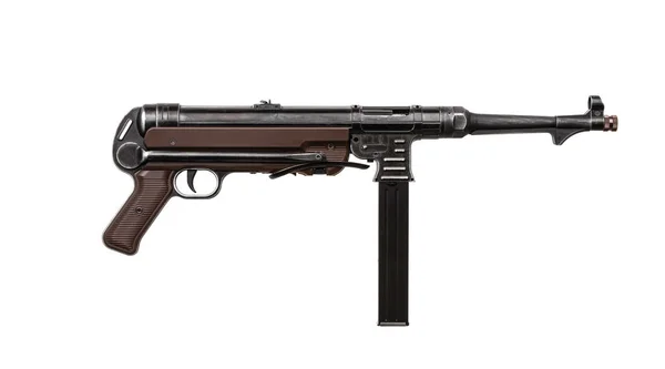 Alte Maschinenpistole aus dem Zweiten Weltkrieg. Waffe isolieren — Stockfoto