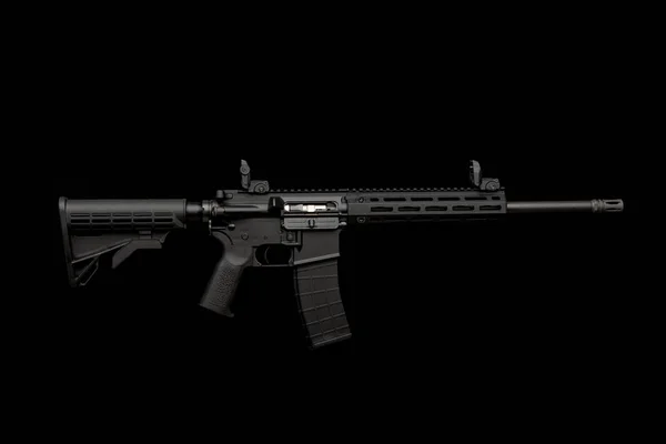 Modern automatic rifle on black back — Stock Photo, Image