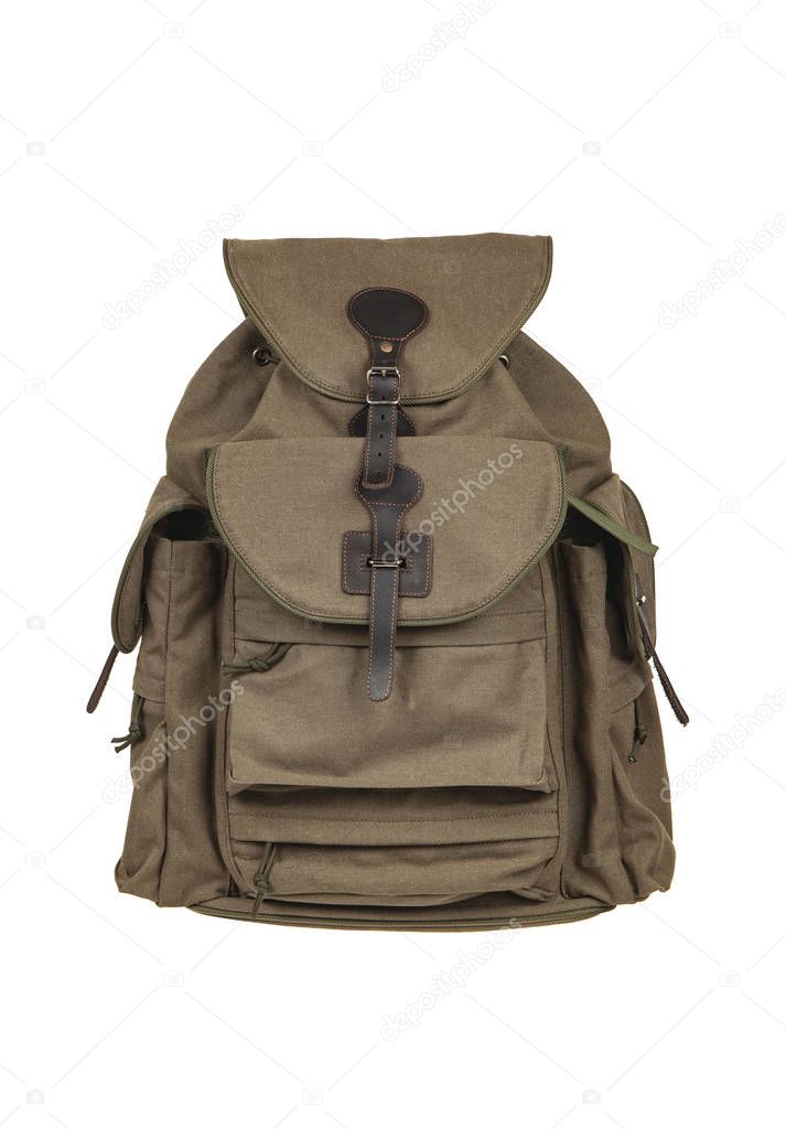 Rucksack isolated on white background. Military backpack isolate