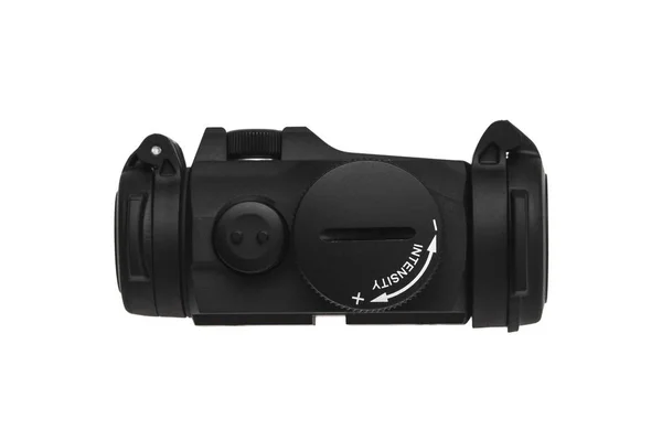 Moderne zwarte collimator zicht geïsoleerd op witte rug — Stockfoto