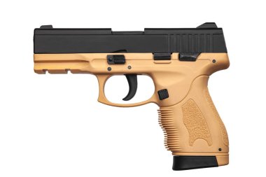 Siyah kahverengi tabanca tabanca beyaz sırt izole