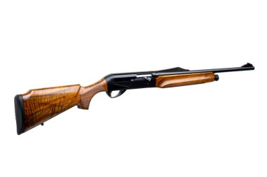 Modern semi-automatic hunting rifle with a wooden butt in an ope clipart