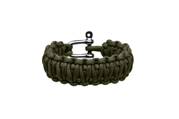 Pulseira paracord isolado na parte traseira branca — Fotografia de Stock