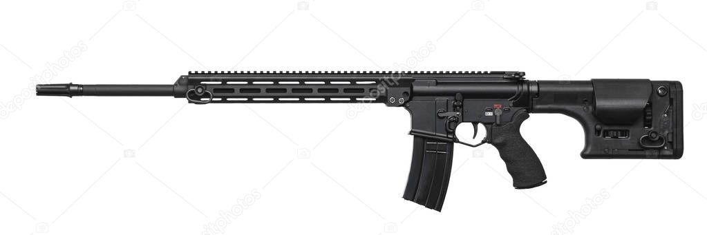 Modern automatic rifle isolated on white 