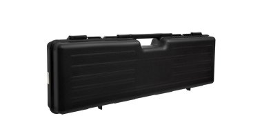 Beyaz arka üzerinde izole silah için siyah plastik durumda