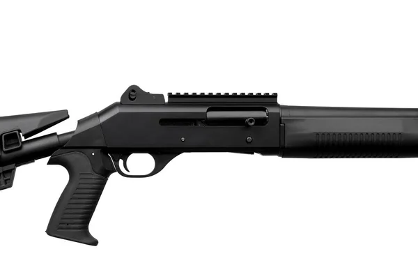 Modern black shotgun isolated on white — Stock Photo, Image
