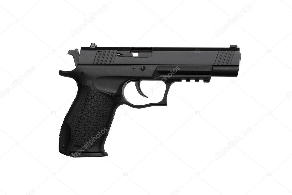 Black gun pistol isolated on white