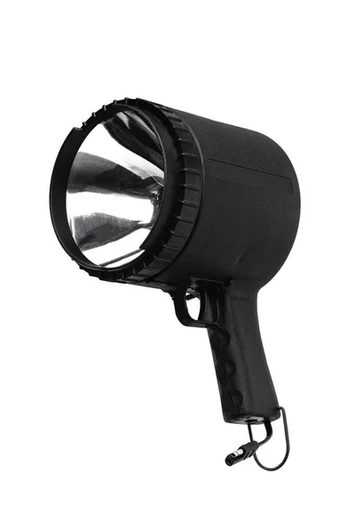 Ficklampa med en stor reflektor närbild på en vit bakgrund — Stockfoto