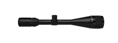 beyaza bürünen silah için modern siyah optik kapsam. Görüş 