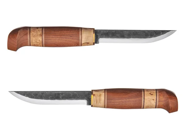 Coltello da caccia con manico in legno. Isolato sul dorso bianco . — Foto Stock