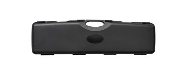 Beyaz arka üzerinde izole silah için siyah plastik durumda