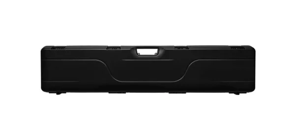 白い背中に隔離された銃のための黒いプラスチックケース — ストック写真