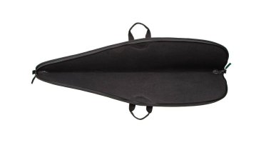 bir silah üzerinde beyaz izole kahverengi deri çanta