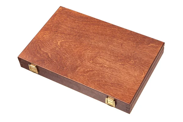 Деревянная коробка с позолоченными замками. Роскошная упаковка для всего . — стоковое фото