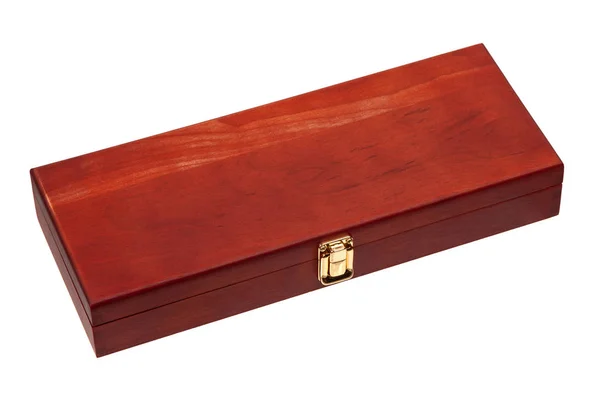 Fából készült doboz aranyozott zárak. Luxuscsomagolás semmire. — Stock Fotó