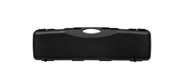 Beyaz arka üzerinde izole silah için siyah plastik durumda