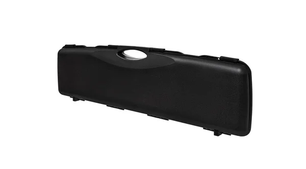 Czarna plastikowa koperta do pistoletu izolowanego na białym grzbiecie — Zdjęcie stockowe