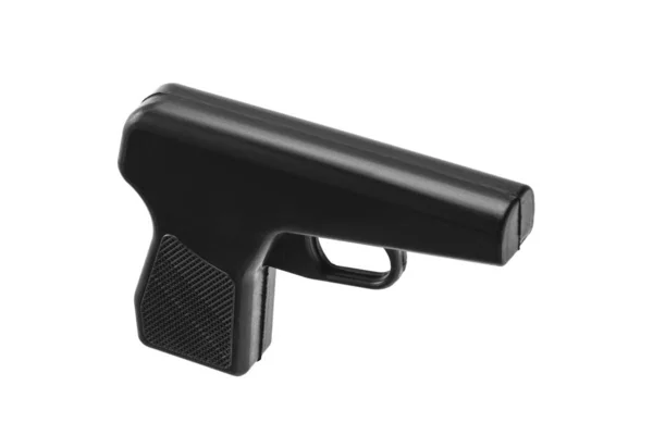 Svart gummi dummy pistol isolera på en vit bakgrund. Dummy WEAP — Stockfoto