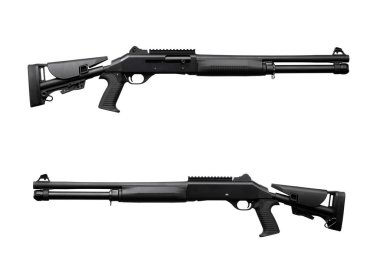 Beyaz Modern siyah tüfek izole