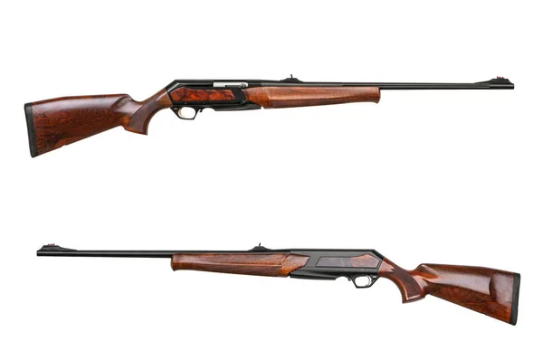 Modern semi-automatic hunting rifle with a wooden butt isolate o — Stock Photo, Image