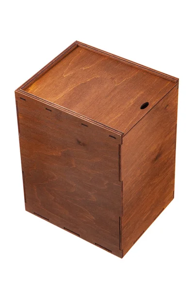 Caixa de madeira isolada no fundo branco. — Fotografia de Stock