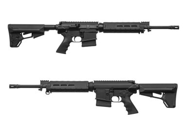 Modern otomatik tüfek üzerinde beyaz izole 