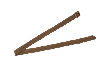  Kahverengi naylon bağlama kemeri, kayış beyaz arka plan üzerinde izole.