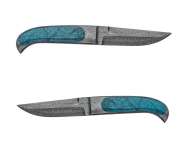 Şam çelik av bıçağı beyaz sırt izole