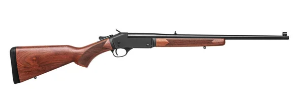 Singleshot rifle com bunda de madeira isolada no fundo branco . — Fotografia de Stock