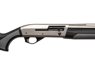 Modewrn gümüş yarı otomatik pompalı beyaz arka Grou izole