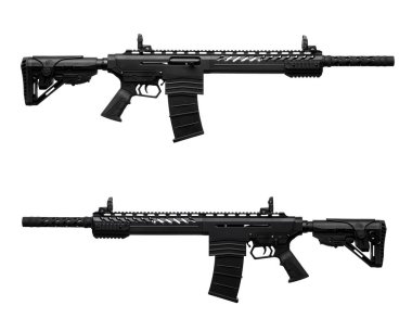 Modern yarı otomatik taktik av tüfeği beyaz backgrou izole