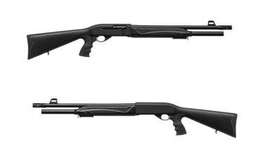 Beyaz Modern siyah tüfek izole