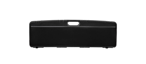 Black plastic case for gun isolated on white background