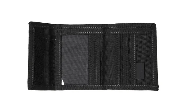 Nylon wallet. Tactical organizer. Black wallet on a white backgr — ストック写真