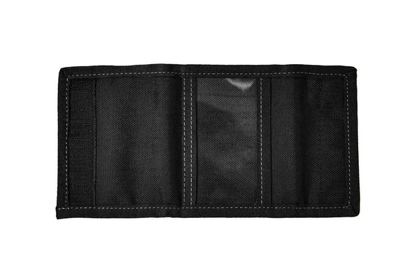 Geldbörse aus Nylon. Taktischer Organisator. schwarze Brieftasche auf weißem Backgr — Stockfoto