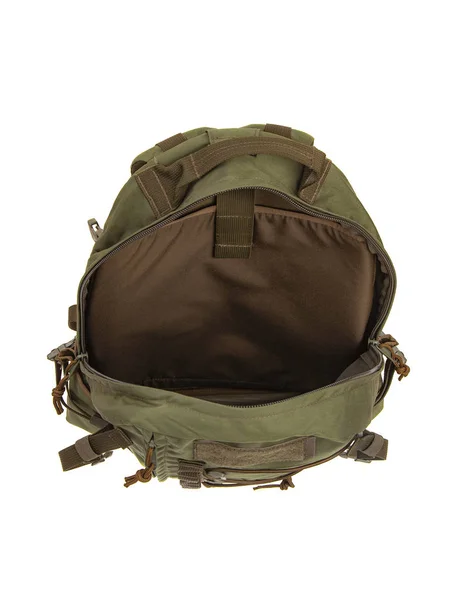 Plecak na białym tle. Wojskowy izolat plecaka — Zdjęcie stockowe