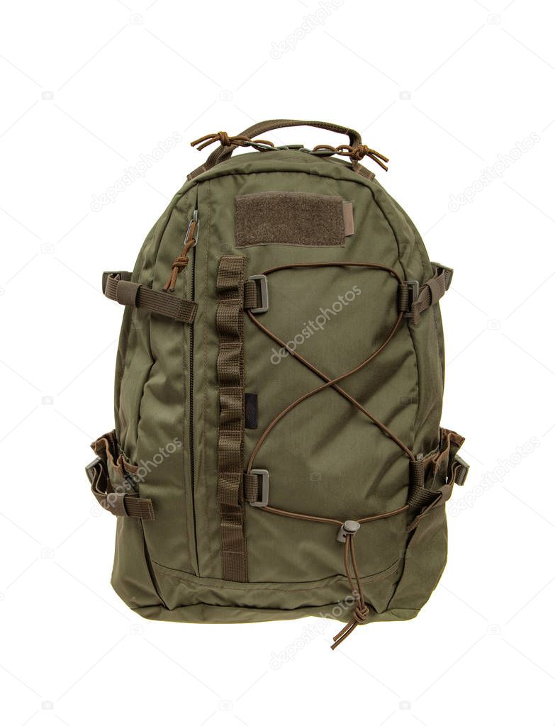 Rucksack isolated on white background. Military backpack isolate