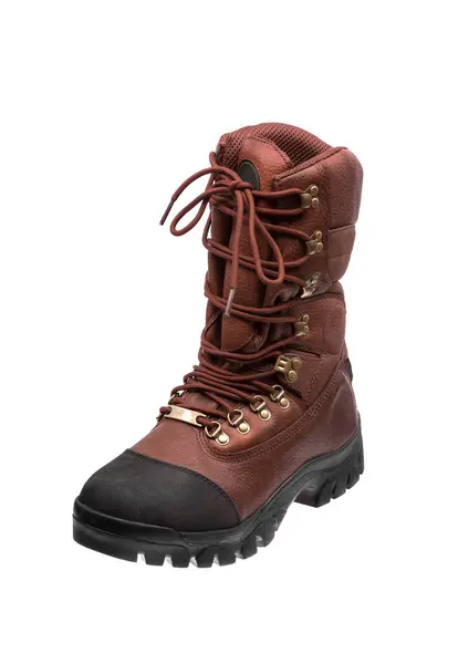 Modern Mountain Boots Isolate White Background Shoes Outdoor Activities Travel — Stock Photo, Image