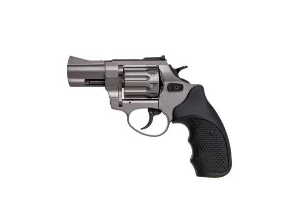 Silver Gun Revolver Isolate White Background Weapons Sports Self Defense — 스톡 사진